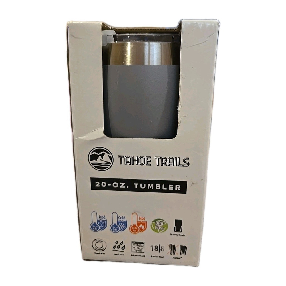 Tahoe Trails 20 Oz Tumbler Gray New-Sealed (197)